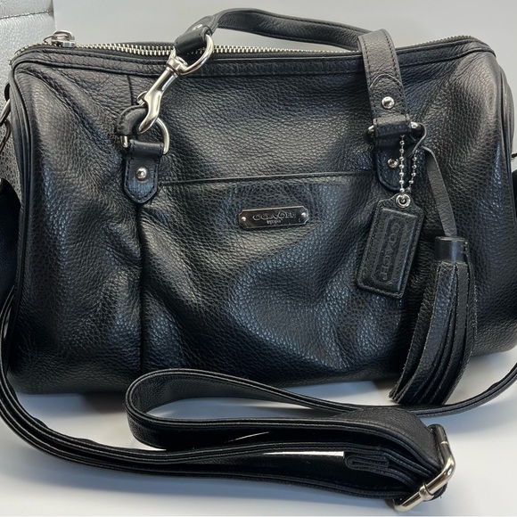 Coach Black Pebbled Leather Satchel - Picture 2 of 7